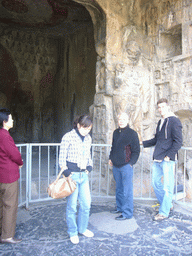 Tim, Miaomiao`s uncle and Miaomiao`s mother at the 10,000 Buddha Cave at the Longmen Grottoes