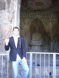 Tim at the 10,000 Buddha Cave at the Longmen Grottoes