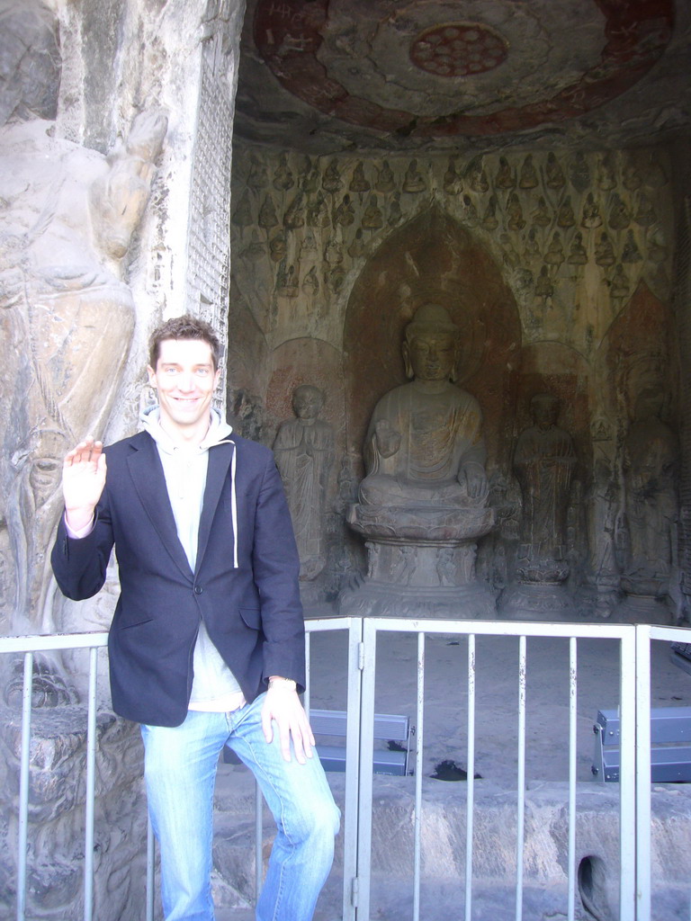 Tim at the 10,000 Buddha Cave at the Longmen Grottoes