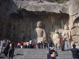 Vairocana Buddha and other statues at Fengxian Temple at the Longmen Grottoes