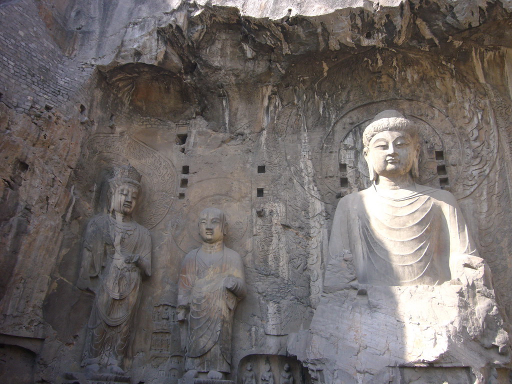 Vairocana Buddha and other statues at Fengxian Temple at the Longmen Grottoes