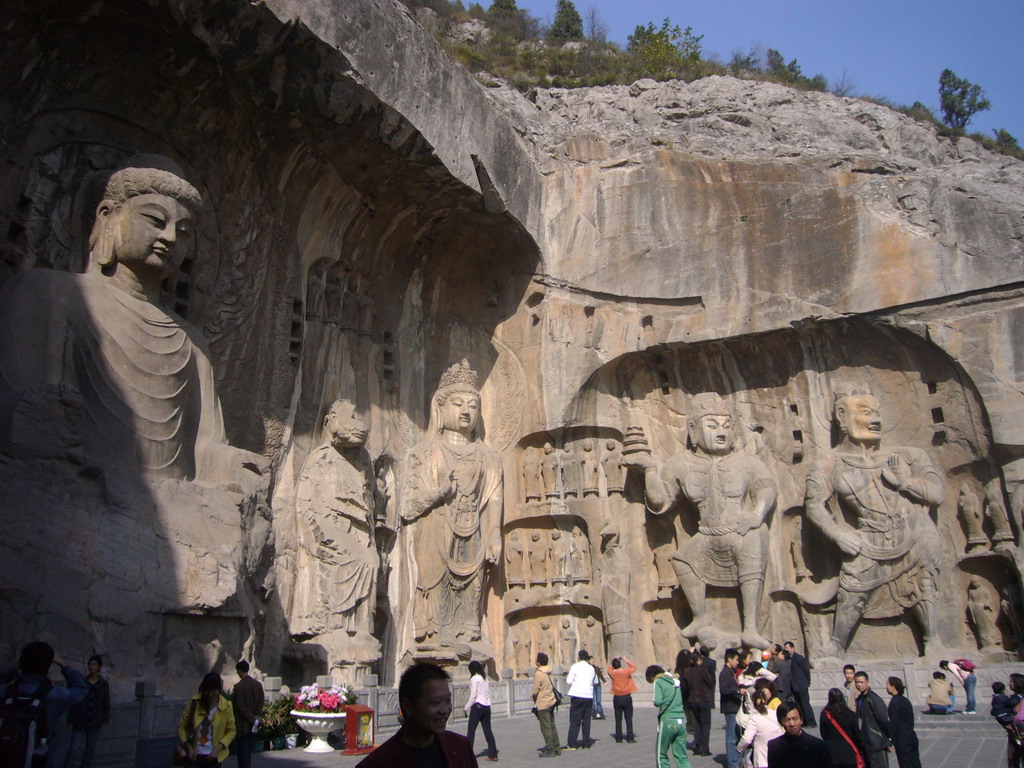 Vairocana Buddha and other statues at Fengxian Temple at the Longmen Grottoes