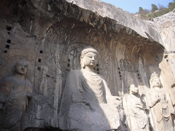 Vairocana Buddha and other statues at Fengxian Temple at the Longmen Grottoes