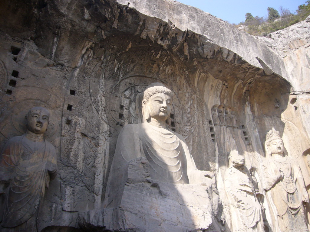 Vairocana Buddha and other statues at Fengxian Temple at the Longmen Grottoes