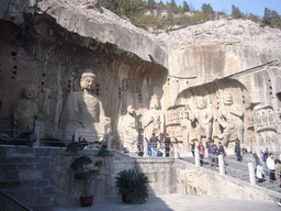 Vairocana Buddha and other statues at Fengxian Temple at the Longmen Grottoes