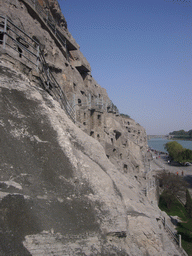 The west side of the Longmen Grottoes and the Bridge over the Yi River