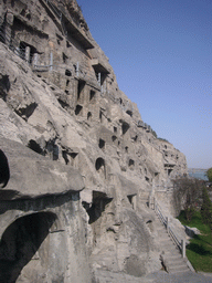 The west side of the Longmen Grottoes and the Bridge over the Yi River