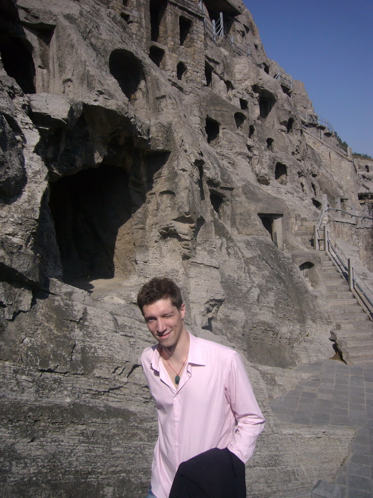 Tim at the west side of the Longmen Grottoes