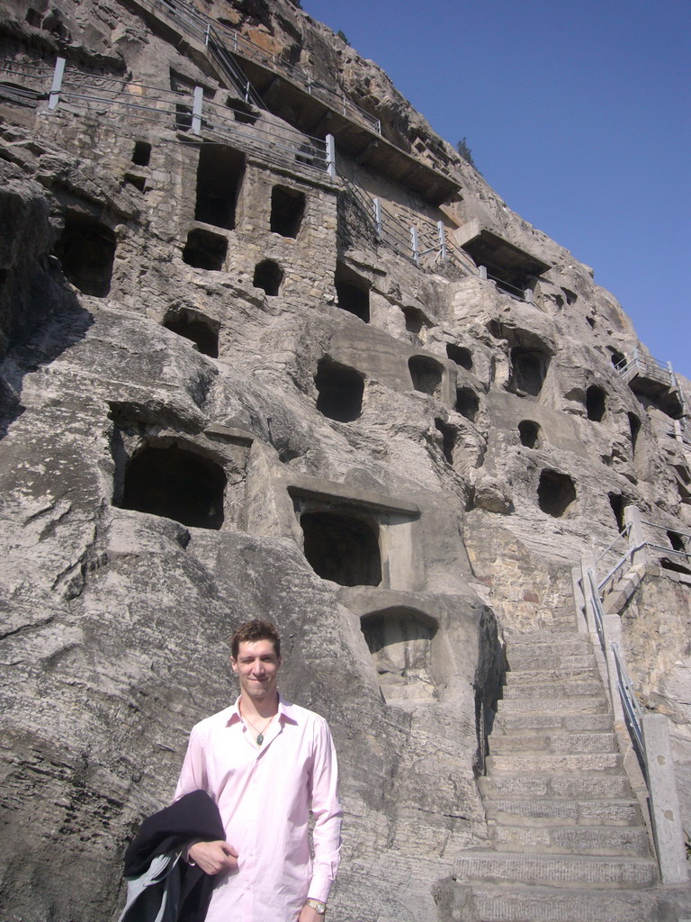 Tim at the west side of the Longmen Grottoes