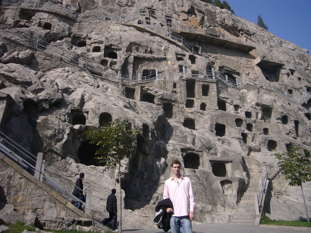 Tim at the west side of the Longmen Grottoes