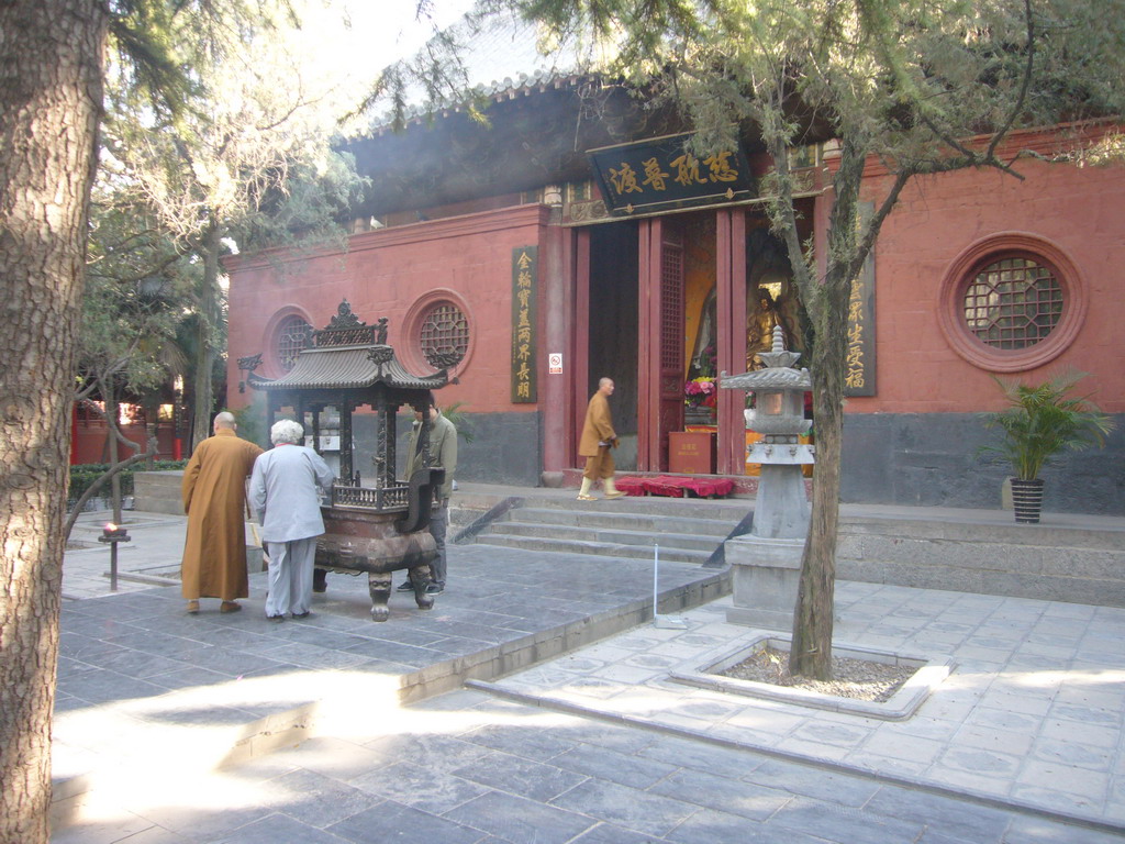 Incense burner in front of the Great Buddha Hall at the White Horse Temple