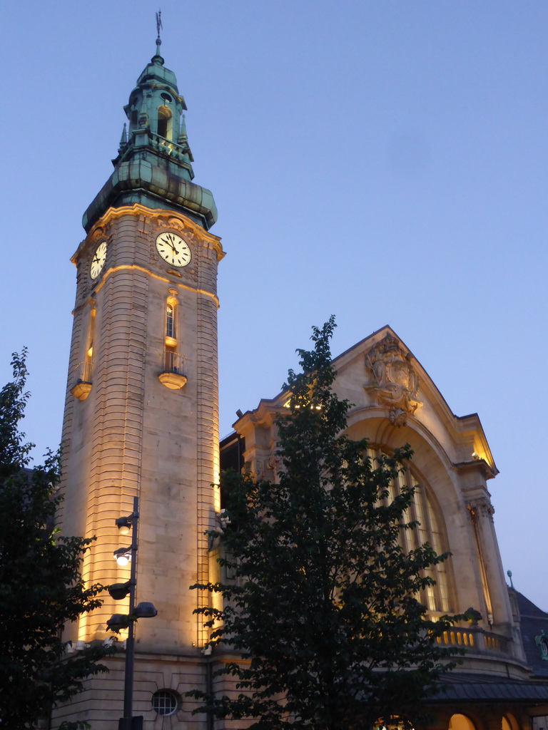 Front of the Luxembourg Railway Station, at sunset