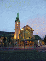 Front of the Luxembourg Railway Station at the Place de la Gare square, at sunset