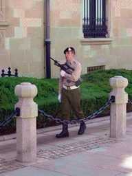 Guard in front of the Grand Ducal Palace at the Rue du Marché-aux-Herbes street