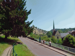 The Rue Sosthène Weis street and the Johanneskirche church