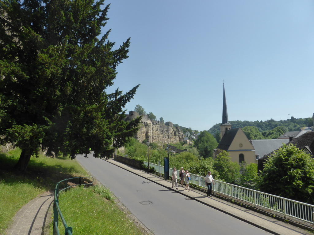 The Rue Sosthène Weis street and the Johanneskirche church