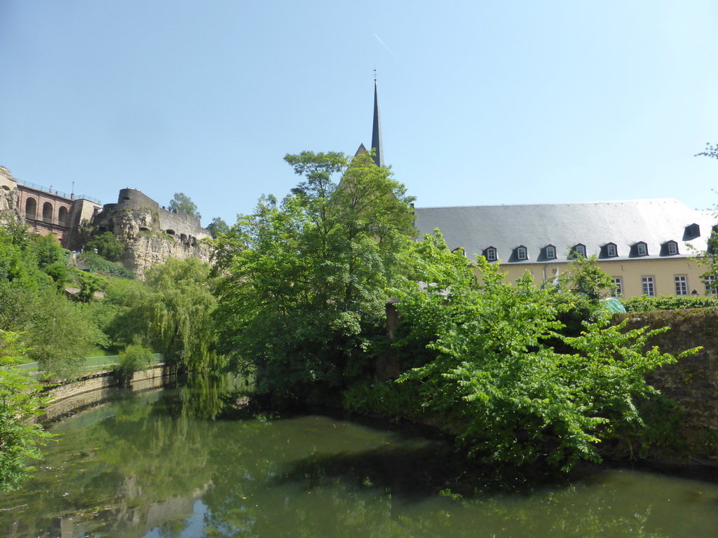 The Alzette-Uelzecht river, the Casemates du Bock, the Johanneskirche church and the Abbey of Neumünster