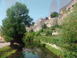 The Alzette-Uelzecht river and the Chemin de la Corniche street, viewed from the Wenzel Wall