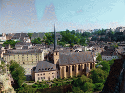 The Grund district with the Abbey of Neumünster and the Johanneskirche church, viewed from the northeast end of the Chemin de la Corniche street