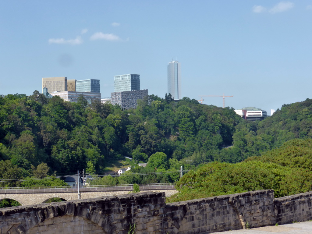 Buildings at the Kirchberg district, viewed from the viewpoint on top of the Casemates du Bock