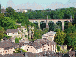 The Grund district and the railway bridge, viewed from the Chemin de la Corniche street