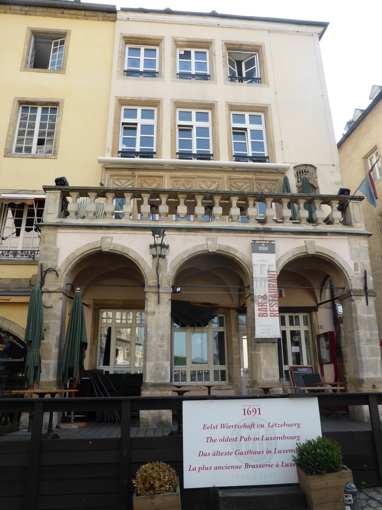 Front of `Ennert de Steiler`, the oldest pub in Luxembourg, at the Rue de la Loge street