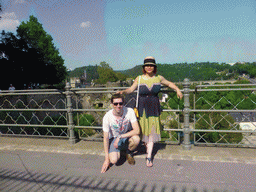 Tim and Miaomiao at the Chemin de la Corniche street, with a view on the Grund district and the Casemates du Bock