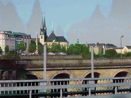 The Pont Adolphe bridge and the Notre-Dame Cathedral, viewed from the Pont Bleu bridge