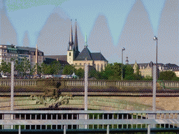 The Pont Adolphe bridge and the Notre-Dame Cathedral, viewed from the Pont Bleu bridge