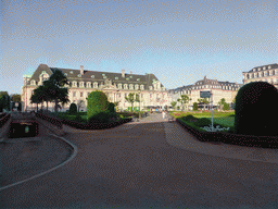 The Place des Martyrs square and the front of the headquarters of ArcelorMittal at the Avenue de la Liberté