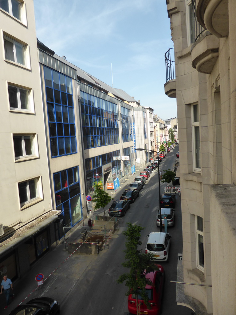 The Rue Joseph Junk street, viewed from our room at Hotel Grey