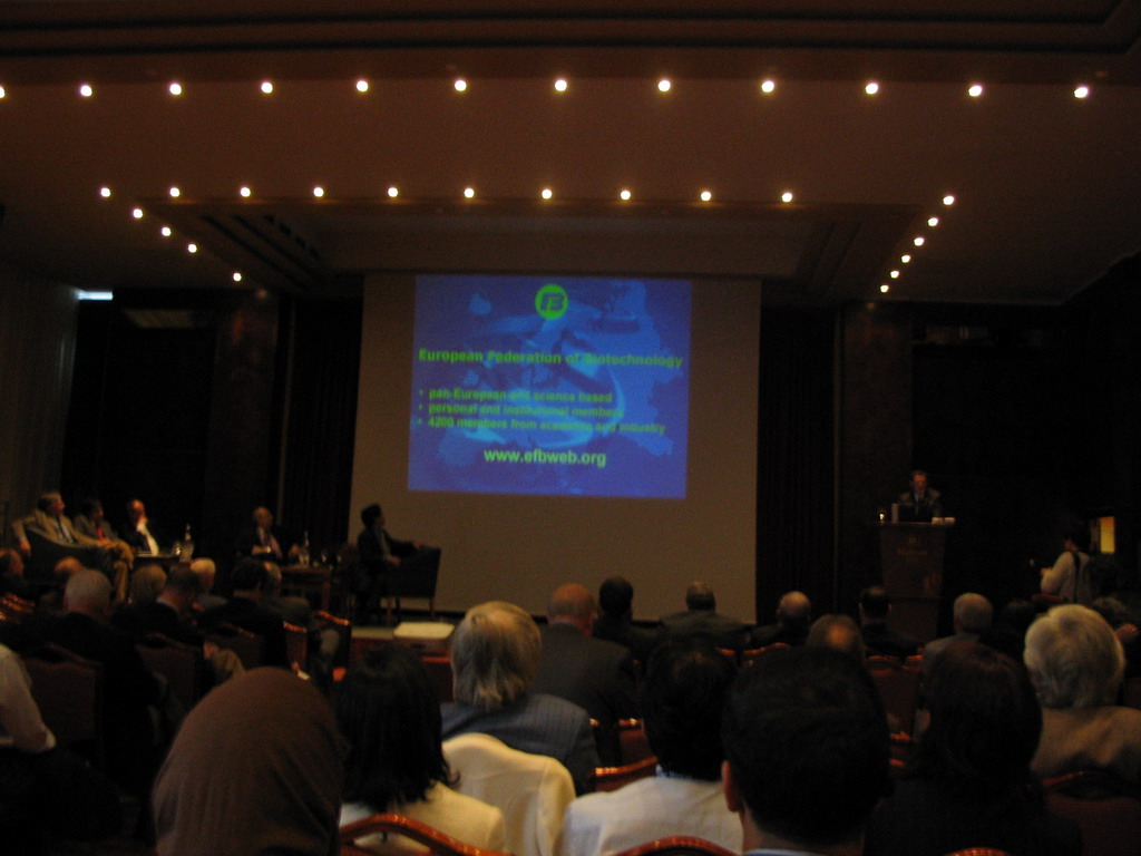 Presentation of the European Federation of Biotechnology at the World Life Sciences Forum BioVision 2005 conference, at the Centre Congrès de Lyon conference center