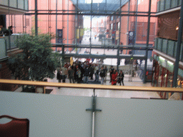 Demonstrators in front of the entrance to the Centre Congrès de Lyon conference center