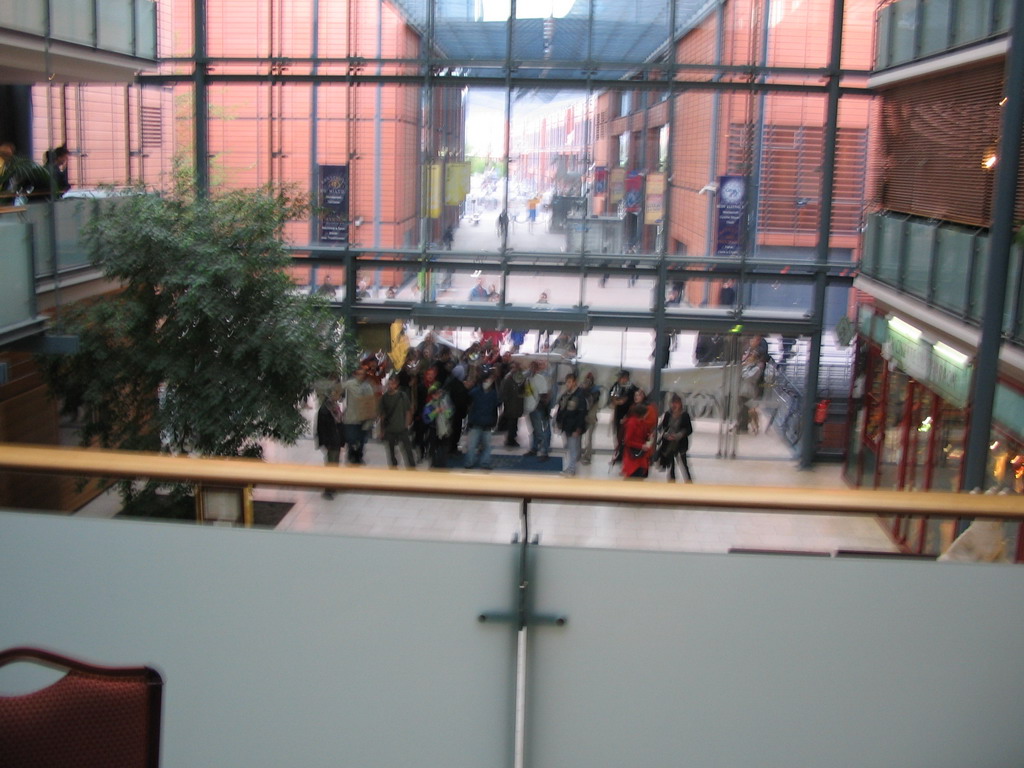 Demonstrators in front of the entrance to the Centre Congrès de Lyon conference center