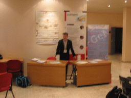 Terry at the GeNeYouS stand at the World Life Sciences Forum BioVision 2005 conference, at the Centre Congrès de Lyon conference center