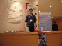 Tim at the GeNeYouS stand at the World Life Sciences Forum BioVision 2005 conference, at the Centre Congrès de Lyon conference center