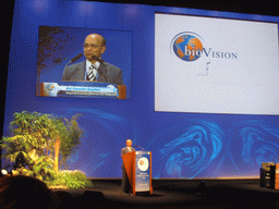 Kul Chandra Gautam, Deputy Executive Director of UNICEF, giving a talk at the World Life Sciences Forum BioVision 2005 conference, at the Centre Congrès de Lyon conference center