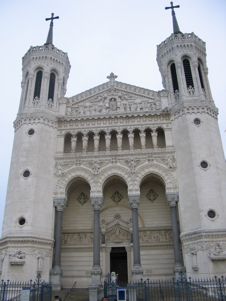 Front of the Basilica of Notre-Dame de Fourvière at the Place de Fourvière square