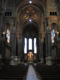 Nave, apse and altar of the Basilica of Notre-Dame de Fourvière