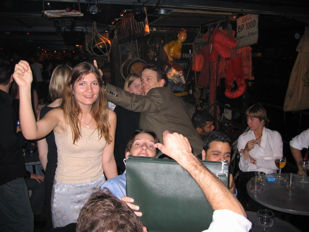 Friends in a pub in the city center, after the gala dinner of the World Life Sciences Forum BioVision 2005 conference