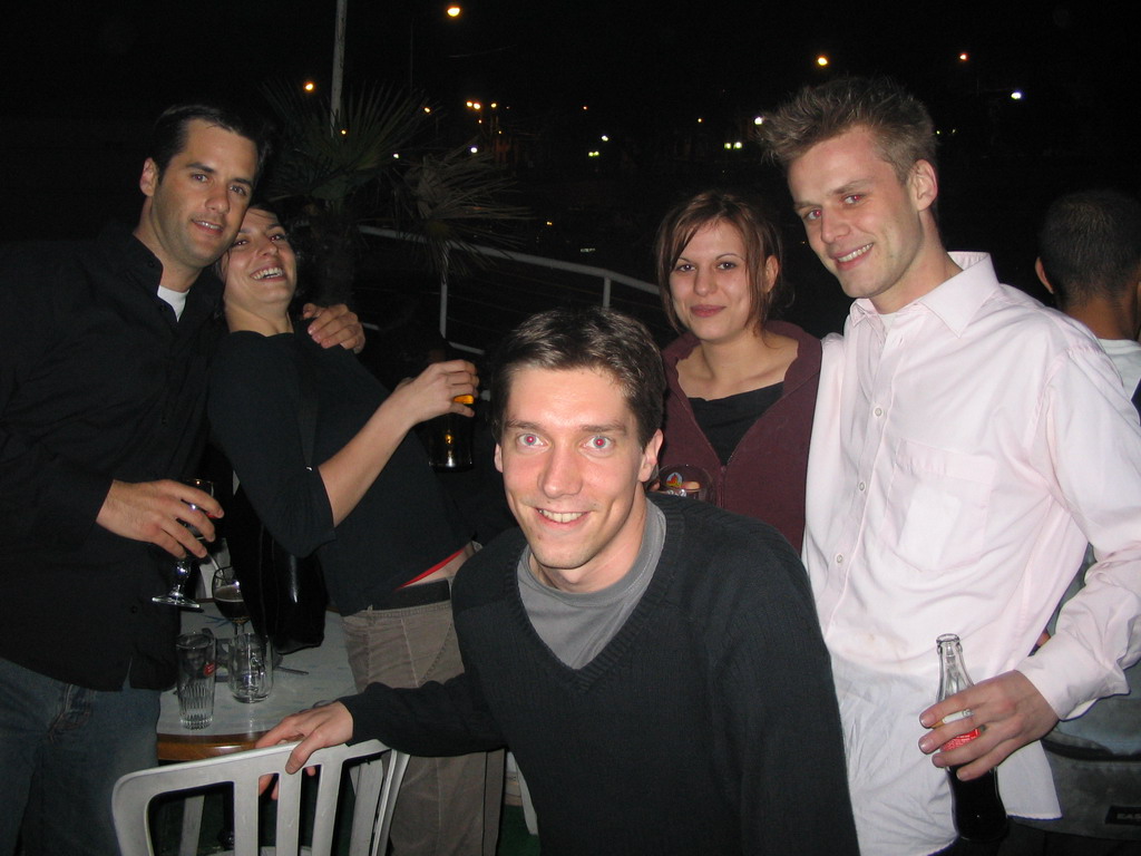 Tim with friends in a pub in the city center, after the gala dinner of the World Life Sciences Forum BioVision 2005 conference