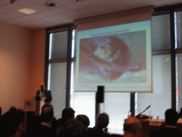 Craig Venter giving a talk at the World Life Sciences Forum BioVision 2005 conference, at the Centre Congrès de Lyon conference center