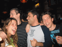 Tim with friends in a pub in the city center