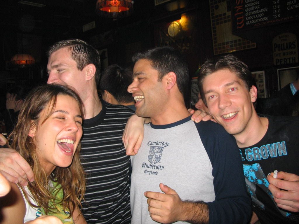 Tim with friends in a pub in the city center