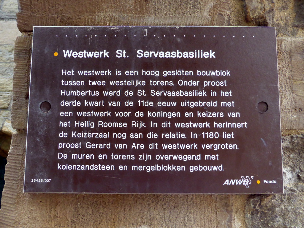 Information on the westwork of the Sint-Servaasbasiliek church