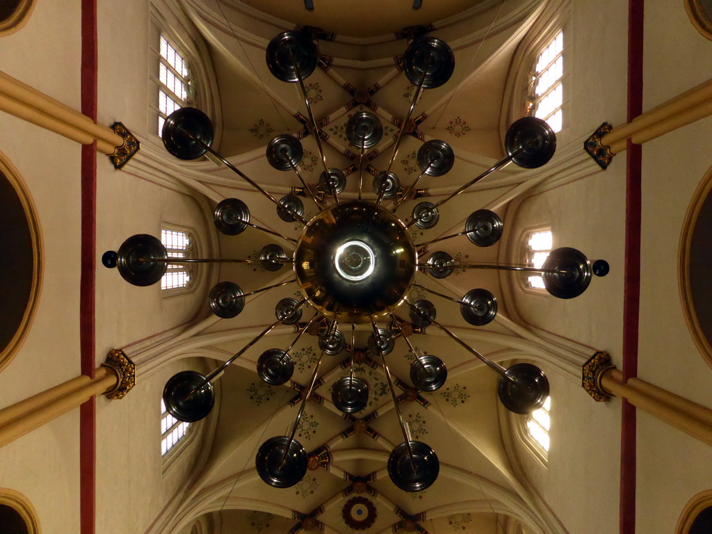 Chandeleer at the ceiling of the nave of the Sint-Servaasbasiliek church