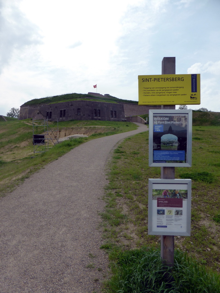 Signs at the north side of Fort Sint Pieter at the Sint-Pietersberg hill