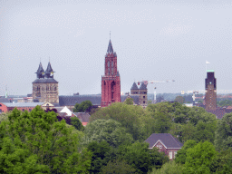 The towers of the Sint-Janskerk church and the Sint-Servaasbasiliek church, viewed from Fort Sint Pieter at the Sint-Pietersberg hill