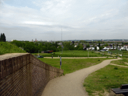The entrance path at the north side of Fort Sint Pieter at the Sint-Pietersberg hill, with a view on the city center