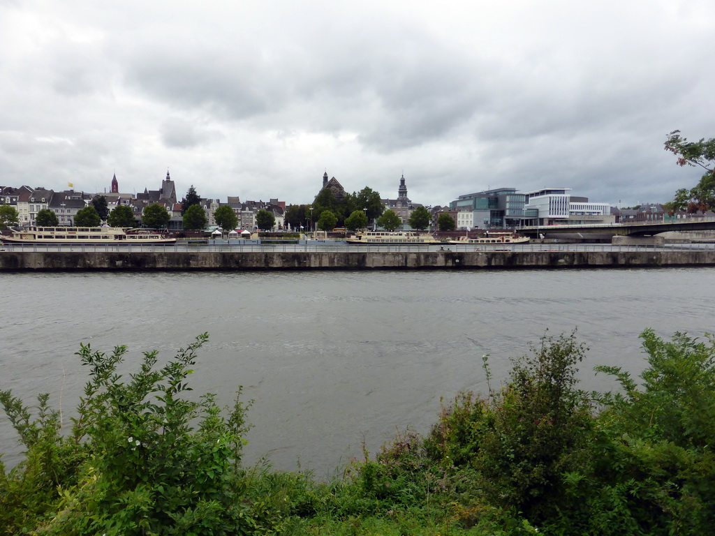 The Maas river and the city center, viewed from the Oeverwal street